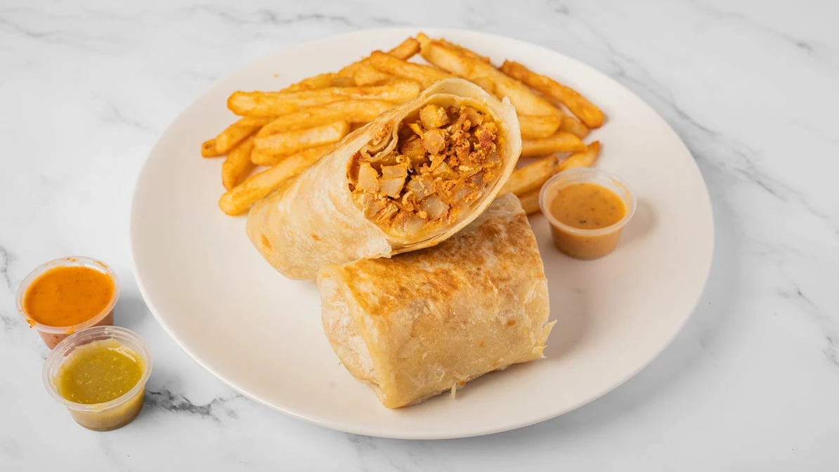 Burrito wrapped in a flour tortilla